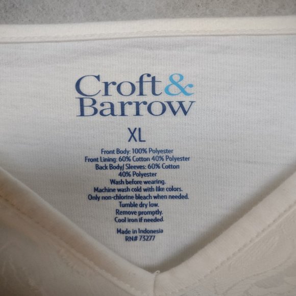 Croft & Barrow® 3/4 Sleeve Textured Blouse V-Neck Women's XL - Picture 7 of 10